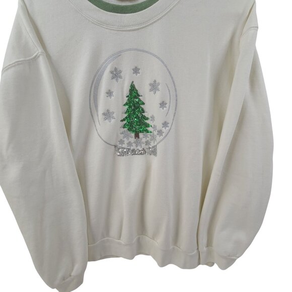 Margaux & Lexi Christmas Sweatshirt  Crewneck Snow Globe Tree Sequins Size XXL - Picture 2 of 6